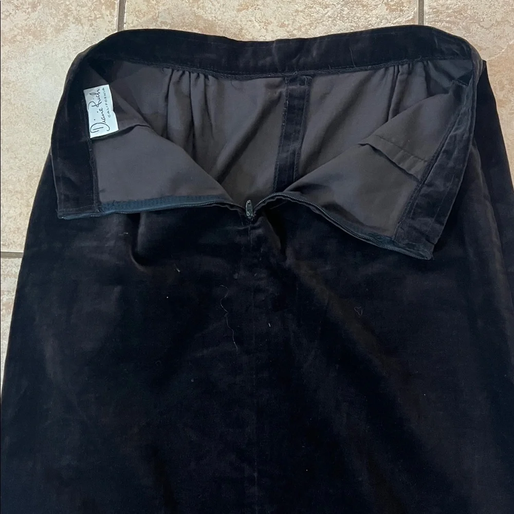 Vintage Diane Rich California‎ Elegant Black Velvet Maxi Skirt, Sz S/M